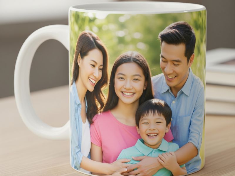 customize photo mug preview logo slide
